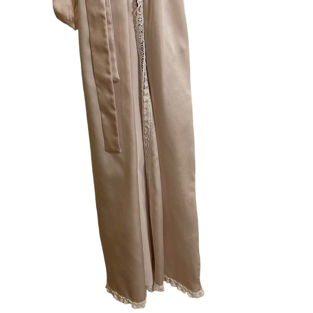 Carole Hochman Beige Lace Trimmed Satin Feel Robe Size Small - Picture 9 of 12